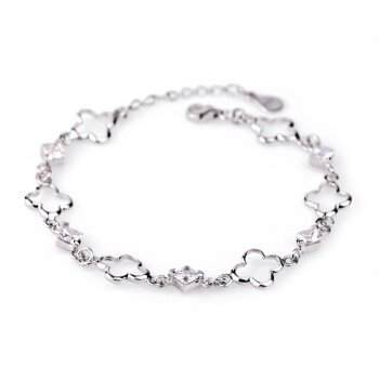 Armband Flower mit Zirkonien aus 925 Silber rhodiniert im...