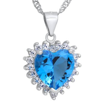 Kette mit Anhnger Ocean Heart Aquamarin 925 Silber