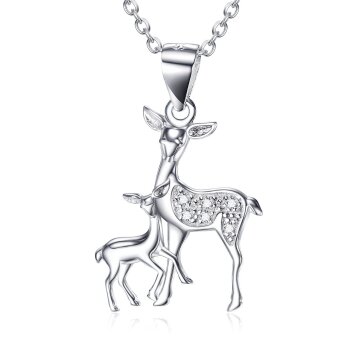 Anhänger Reh & Rehkitz mit Zirkonien aus 925 Silber...