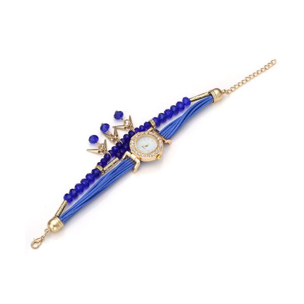 Damen Armbanduhr GLAM gold mit Zirkonien & Perlen PU Band...
