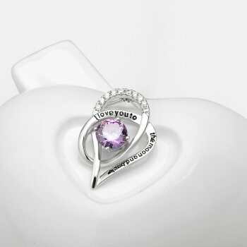 Anhänger Galaxie " i love you to the moon and back " mit Amethyst aus 925 Silber inkl.Kette im Etui