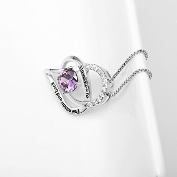 Anhänger Galaxie " i love you to the moon and back " mit Amethyst aus 925 Silber inkl.Kette im Etui