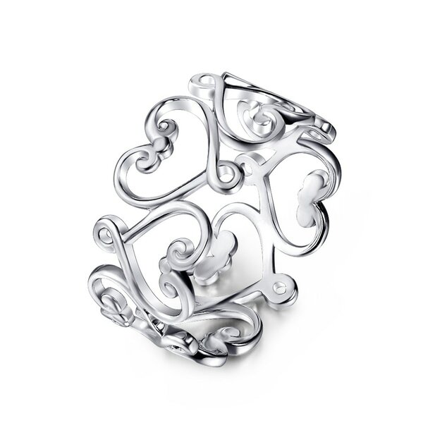 Silberring Oriental Hearts aus 925 Silber rhodiniert im Etui Gr. 50 - Durchmesser 15,9 mm