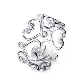 Silberring Oriental Hearts aus 925 Silber rhodiniert im...