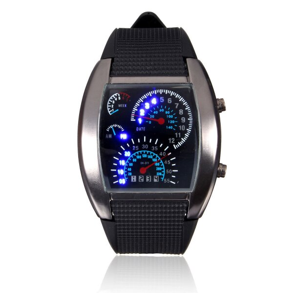 LED Tacho Uhr silber schwarz Funktionsuhr, 89,99 €