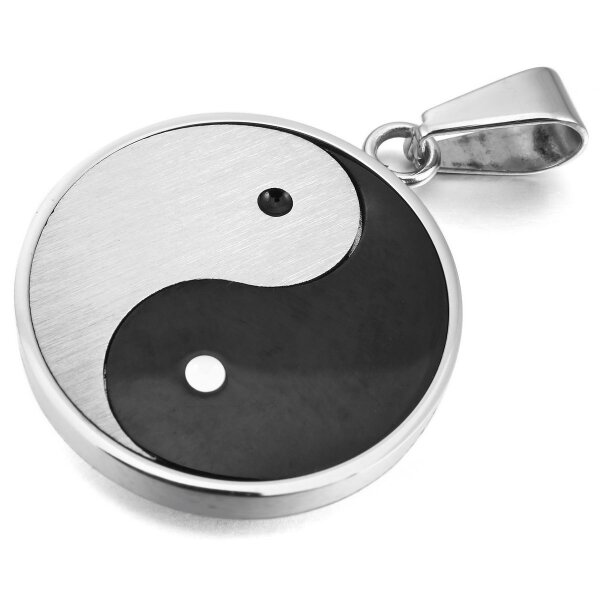 Anhnger Amulett YIN YANG aus 316 L Edelstahl inkl.Kette im Etui Gravur OPTION