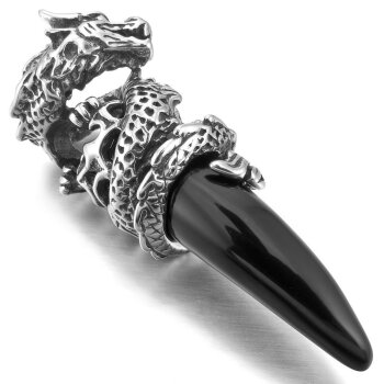 Anhänger Drache Onyx schwarz aus 316L EDELSTAHL inkl....