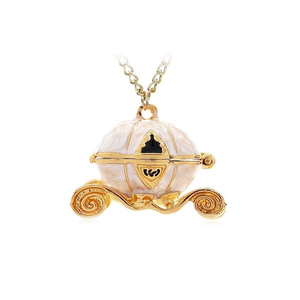 Anhänger / Medaillon Kutsche gelbgold peach perlmutt inkl. Kette