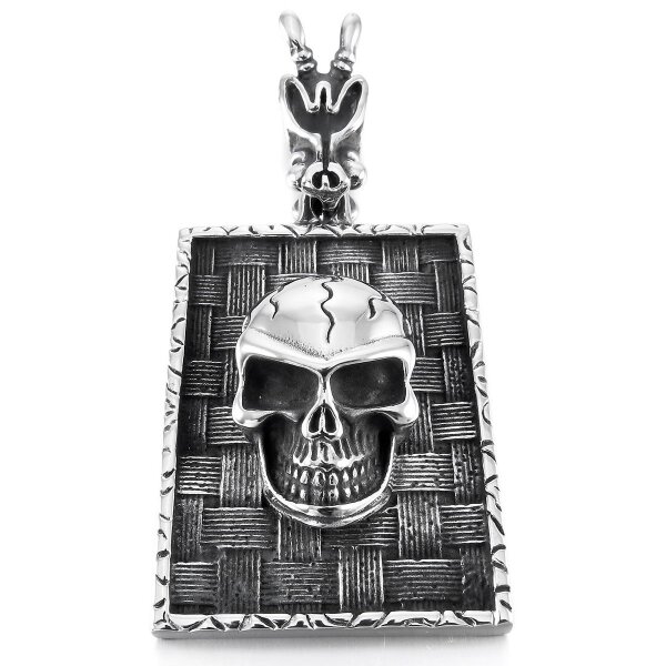 Anhänger XL Dog Tag Skull Totenkopf 3D aus 316 L Edelstahl inkl. Kett,  129,99 €