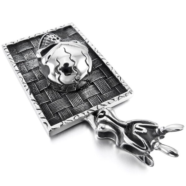 Anhnger XL Dog Tag Skull Totenkopf 3D aus 316 L Edelstahl inkl. Kette im Etui