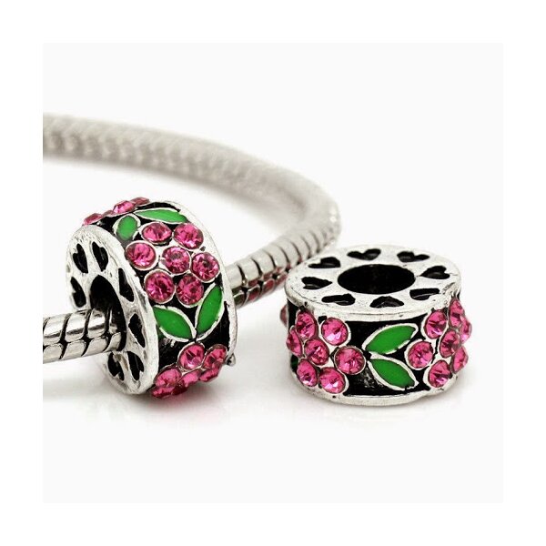 Bead Perle Zirkonia Blten fuchsia Tibet Silber