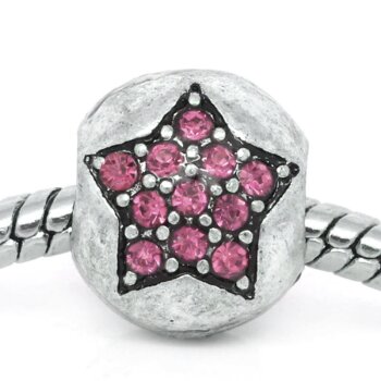 Bead Perle Zirkonia Stern fuchsia Tibet Silber