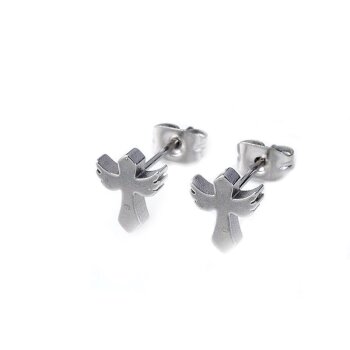 1 Paar Ohrstecker Kreuz mit Engelsflügeln aus Edelstahl...