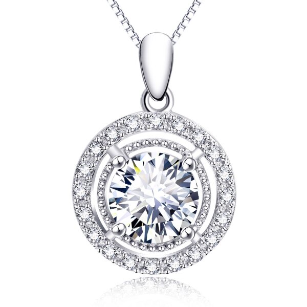 Anhänger Amulett Solitaire Zirkonia aus 925 Silber rhodiniert inkl. Kette im Etui
