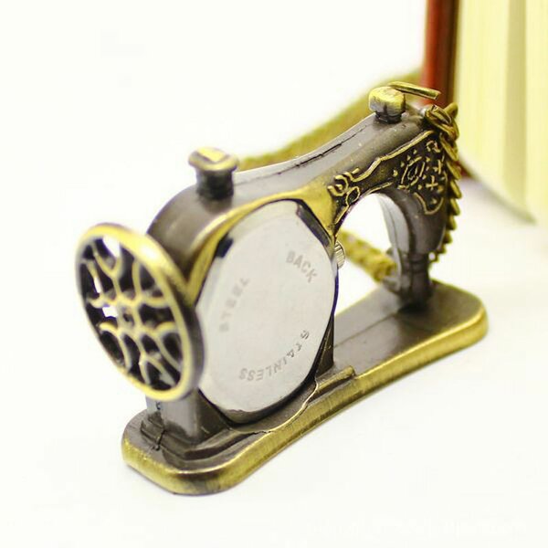 Uhrenkette / Taschenuhr vintage Nähmaschine antik gold