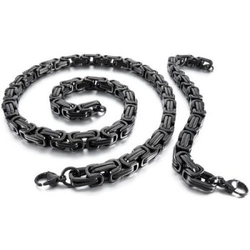 SET Königskette & Armband schwarz aus 316 L Edelstahl...