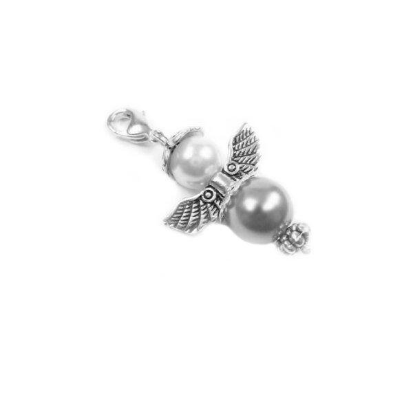 Charm Schutzengel Perle silber grau