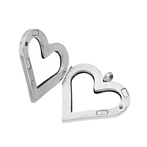 Herz Anhnger Floating Charm aus 316 L  Edelstahl mit Zirkonien OHNE KETTE