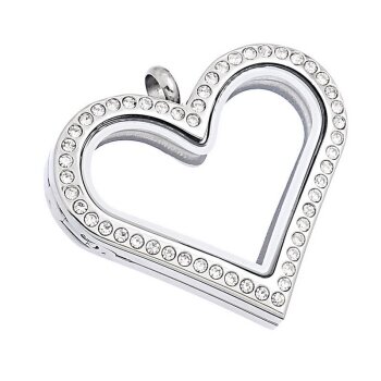 Herz Anhänger Floating Charm aus 316 L Edelstahl mit...