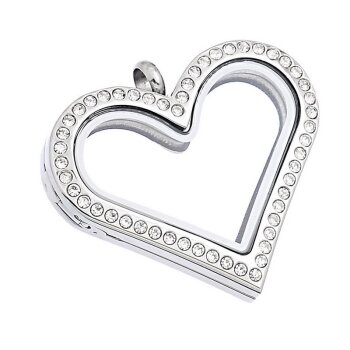 Herz Anhnger Floating Charm aus 316 L  Edelstahl mit...