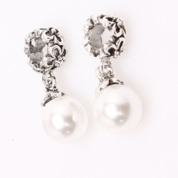 Dangle Bead vintage mit Perle Daisy Blten Tibet Silber