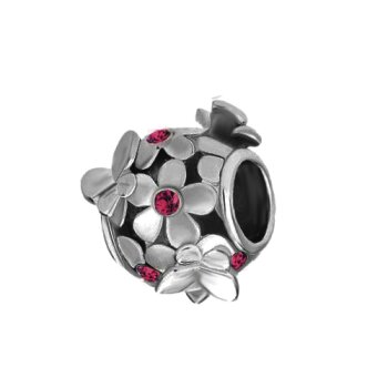 Bead Perle Schmetterlinge & Blüten fuchsia Tibet Silber