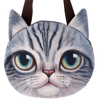 Hand Tasche/ Schulter Tasche Katze Cat grau