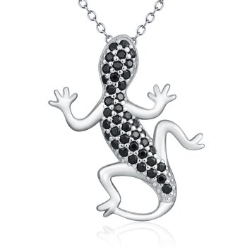 Anhänger Gecko aus 925 Silber rhodiniert mit Zirkonien...