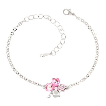 Armband Kleeblatt Strass rosa mit Weigold vergoldet