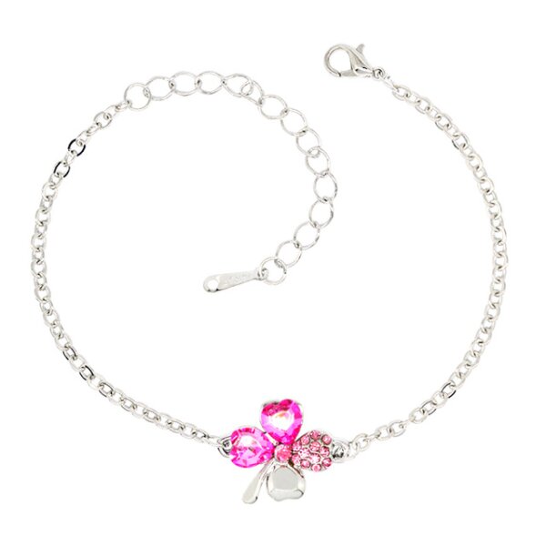 Armband Kleeblatt Strass pink mit Weigold vergoldet