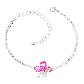 Armband Kleeblatt Strass pink mit Weigold vergoldet