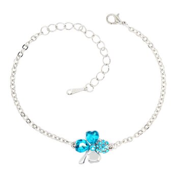 Armband Kleeblatt Strass türkis mit Weißgold vergoldet