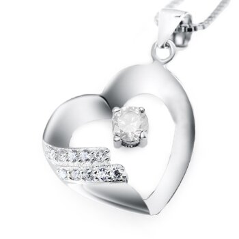 Anhänger Herz mit Zirkonien aus 925 Silber inkl. Kette im...