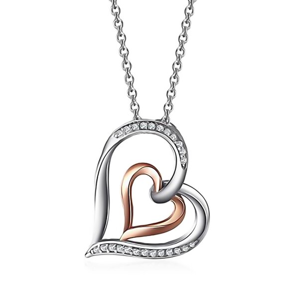 Anhänger Infinity Hearts Herzen mit Zirkonien mit Rosegold Teil vergoldet aus 925 Silber inkl. Kette im Etui