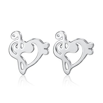 1 Paar Ohr Stecker Notenschlüssel Herz aus 925 Silber...