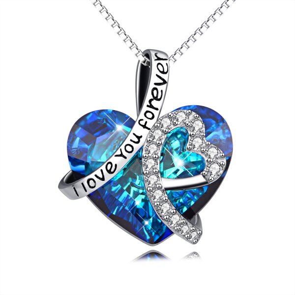 Anhnger Herz I LOVE YOU FOREVER Zirkonia Royal blau aus 925 Silber rhodiniert inkl. Kette im Etui