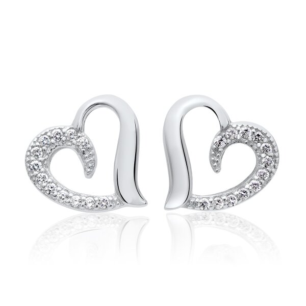 1 Pair Ear Plug Heart Classic Gloss 925 Silver