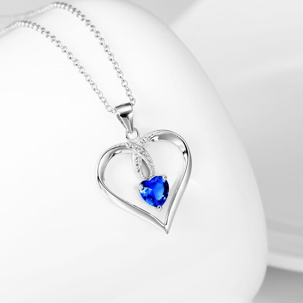 Pendant Heart Sapphire 925 silver incl. chain