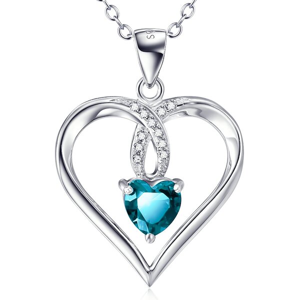 Pendant Heart Aquamarine 925 silver incl. chain