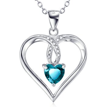 Anhänger Herz Aquamarin aus 925 Silber inkl. Kette