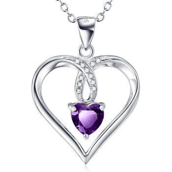 Anhnger Herz Amethyst aus 925 Silber inkl. Kette