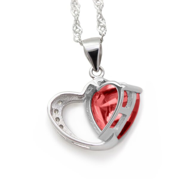 Silver Pendant Rubin Heart incl. chain
