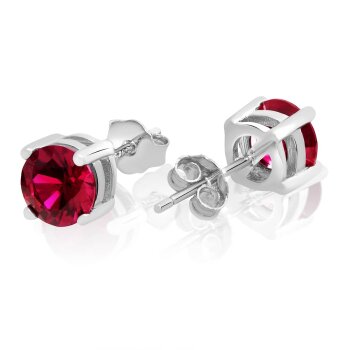 1 Paar Ohr Stecker Rot Classic Rubin 925 Silber