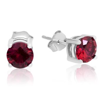 1 Paar Ohr Stecker Rot Classic Rubin 925 Silber