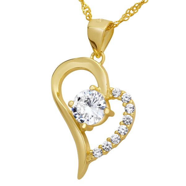 Silber Anhnger Mystic Heart Zirkonia 925 Silber goldfarben