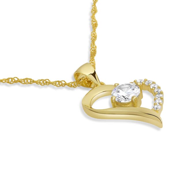 Silber Anhnger Mystic Heart Zirkonia 925 Silber goldfarben