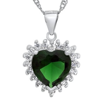 Kette mit Anhänger Ocean Heart Smaragd 925 Silber