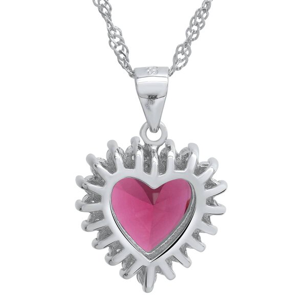 Kette mit Anhnger Ocean Heart Rubin 925 Silber