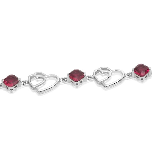 Silberarmband Herz rot Rubin 925 Silber
