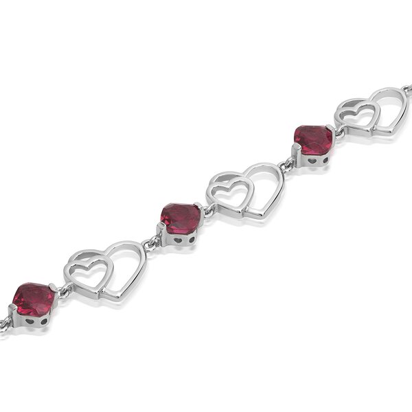 Silver bracelet heart red Rubin 925 silver